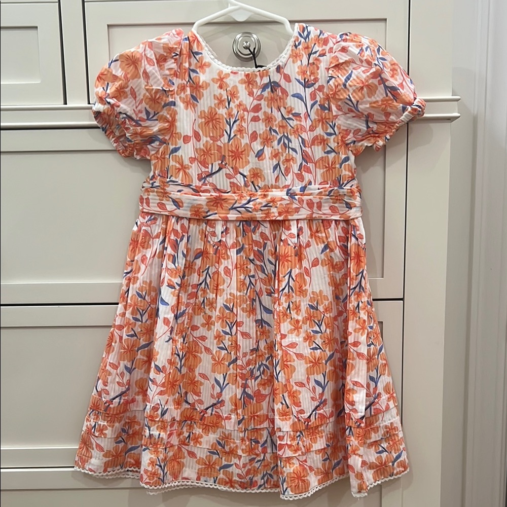 Rachel Zoe Orange Pleated Sundress with Puff Sleeves